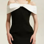 Rebecca Vallance Hepburn Bow Midi Dress Black US 4 Photo 0