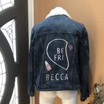 Good American  blue denim Sherpa jacket Photo 4