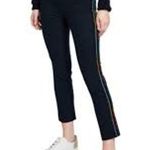 DEREK LAM 10 CROSBY Cropped Embroidered Flare Trouser w Rainbow Size 4 Black Photo 2