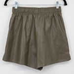 Timing New Faux Leather Ruth Shorts Small Green Elastic High Waisted Pull On Photo 1