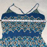 Banana Republic Blue Green Tan Patterned Spaghetti Strap Maxi Dress Size 6 Photo 6