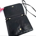 Vintage black leather cross Body purse bag shoulder bag Tooled mid century‎ Black Photo 2