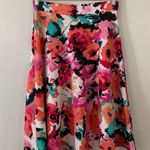 Silhouette NYC Bright Multi Color Knee Length Floral Print Circle Skirt Size L Photo 0