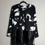 Natori NWT  mixed media faux leather patterned top Photo 0