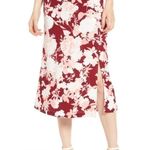 Chelsea28 Red Floral Print MIDI Slip Skirt Slit S Photo 0