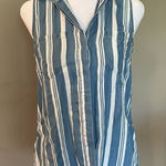 Harper  Sleeveless Striped Chambray Button Up Top Extra Small Photo 0