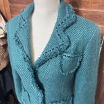 Dialogue  Jacket Blazer Women's Sz 4 Wool blend Teal Green Tweed Boucle Career Photo 1