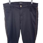 7FAMK The Ankle Skinny Black Jeans Gold Chain Trim Size 33 Photo 1