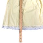 Vintage Butter Yellow White Lace Half Slip Nylon Side Slit Mini Skirt Medium Photo 4