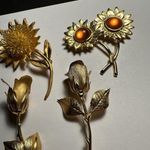 Flowers Lot Of 4 Brooch Pins Some Rose Flower Photo 3