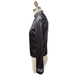 80s Vtg Farouche Jacket Black Silver Mirror Trim Zip Up Wet Look Polyester Sz 6 Photo 1