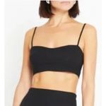 CAARA Crop Top Womens Small Black Linen Rayon Bralette Bustier Smocked Back‎ Photo 0