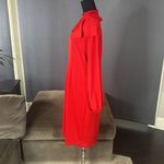 Women’s Red Long Sleeve Midi Dress with Bow Detail Size XL Photo 4