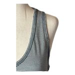 AMO Tank‎ Top Women Small Blue White Cotton Striped Distressed V Neck Preppy Photo 4