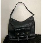 Fossil  Black Leather Zip Hobo Shoulder Bag Front Double Buckle Flap Pocket Photo 0