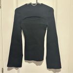 Black cutout flared sleeve knit sweater top Photo 3