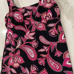 Lands End Bathing Suit Tankini Swim Top Black Pink Floral Paisley Print Womens 4 Photo 1