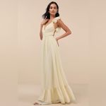 Lulus LULU’S Soiree Celebration Light Yellow Ruffled Lace-Up Maxi Dress Photo 2