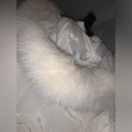 Oscar de la Renta Y2k  down feather long puffer fox fur jacket L winter holiday Photo 12