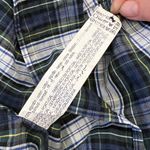 ZARA  Woman navy/green plaid long sleeved button front blouse, size XXL EUC Photo 9