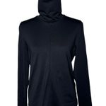 Worth New York Zip Front Black Long Sleeve Turtleneck Top Medium Photo 2