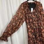 Aakaa You Better Believe It Brown Floral Long Sleeve Mini Dress Sz.S NWT Photo 3