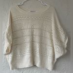 Frye  100% cotton cream open knit short sleeve, pullover, crew neck sweater; M Photo 0