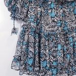 MISA Los Angeles  Printed Off-Shoulder Blue and Black Zonia Dress Photo 10