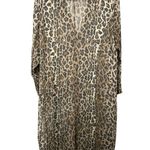 Vintage 100% Silk Leopard Animal Print Sheer Long Duster Cardigan Dress Large/14 Brown Photo 1