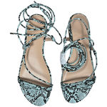 The Drop Samantha Snake Print Lace Up Flat Sandals Teal Size 9.5 Blue Photo 0