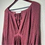 Free People Beach Women's Burgundy Long Sleeve Dress S Cover Up Woven Cotton Photo 1