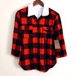 Eden & Olivia  S Sherpa Fleece Collar Buffalo Plaid Button Down Top Photo 0