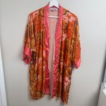 SCHWEITZER LINEN Burnout Silk Robe Orange Pink Lingerie Nighty Honeymoon Size 0 Photo 1