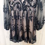 Boohoo  Womens Lace Dress Size 10 Black Long Sleeve Mini Whimsigoth Fairy Grunge Photo 4