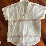 Soft Surroundings  Light-as-air Top Striped Gauzy White Button Down Back Photo 0