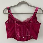 Victoria's Secret Victoria’s Secret Dream Angels Unlined Lace Up Velvet Corset Claret Red NWT L Photo 2