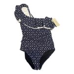 Profile by Gottex‎ Ruffle One Shoulder 12 Navy Blue White One Piece Swimsuit Photo 3