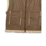 Boohoo Womens Sherpa Vest Size 10 Tan Faux Leather Lined Pockets Full Zip NWT Photo 4