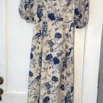 Abercrombie & Fitch  Camille Puff Sleeve Midi Dress Blue and White Floral NWOT Photo 1