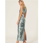 Toccin Dress Womens 4 Blue Sequin Cut Out Gown Formal Long Mesh Cocktail Party Blue Photo 1