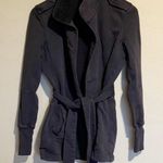 James Perse Standard  Charcoal Gray Sherpa Collar Tie Front Cardigan M Photo 1