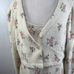 Anthropologie Daily Practice Floral Printed Sweater Dress Set Fuzzy Ivory Photo 4