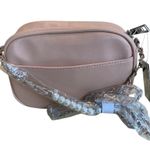 Badgley Mischka  Diamond Quilted Camera Bag Purse pale pink With Pearls Coquette Photo 2