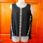 THML /ANTHROPOLOGIE  Art Effect Embroidered Top Size L Open Back Black NEW Photo 1