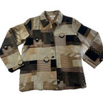 Susan Graver Jacket Blazer Size M Artsy Leaves Cabin Fall Brown Colorblock Photo 0