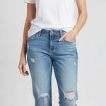 Old Navy  Boyfriend Blue Jeans Womens 14 Denim Distressed Cuffed Rips Casual Photo 0