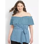 Lane Bryant NWT  Relaxed Off The Shoulder Ruffle Tunic Women's‎ Plus 22/24 Photo 1