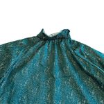 FRNCH Gally Dress Green Metallic Long Sleeve Loose Fit Button Neck Size Medium Photo 7