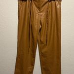NWT Heyson Tan Faux Leather Paperbag Tie Waist Pants Women’s Size 2XL Brown Plus Photo 0