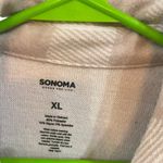 Sonoma  XL beige white plaid button down fleece shacket Photo 1